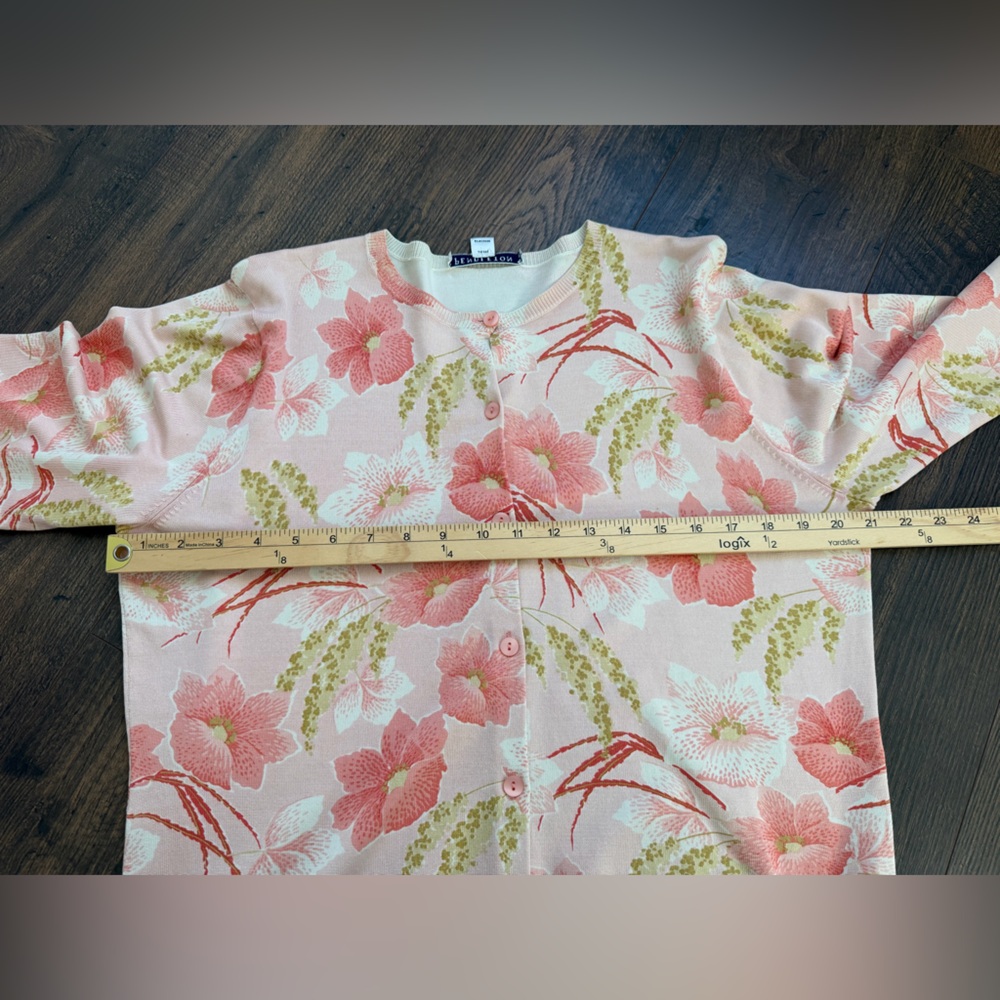 Pendleton Women’s Pink Green Floral Silk Blend Cardigan Size Large - Picture 9 of 10